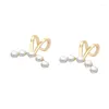 Orecchini schienali Fashion Orer Pearl Clip a forma di C non-Piercing senza puntura Minimalista per le donne gioielli