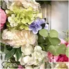 car dvr Decorative Flowers Wreaths Front Door Decor Wreath Rainbow Hydrangea For Window Home Decoration Artificial Rose Flower 16Inch Drop Dhyji