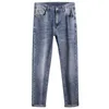 Jeans da uomo Designer Primavera ed estate nuovi jeans da uomo di lusso leggero versione coreana sottile elastico piede piccolo marchio dimagrante usura HLU0