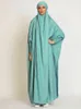 Ethnic Clothing Muslim Women Jilbab Onepiece Prayer Dress Hooded Abaya Smocking Sleeve Islamic Dubai Saudi Black Robe Turkish Modesty 230227