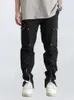 Heren jeans vier seizoenen heren jeans high street multi pocket zipper design jeans hiphop zwarte slanke broek hot verkopen vriendje jeans z0225