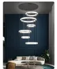 Modern Round Crystal Chandelier Villa Living Room Staircase Hanging Light Gold/Silver Ring Combination Dining Room Chandelier