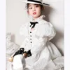 Girl's Dresses Luxury Young Children Girls Vintage White Dress Ball Gown Kids Princess CLothing Plain Child Stage Show Comes Baptism Dresses