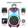 Taşınabilir Hoparlörler 12 İnç Büyük Kablosuz Bluetooth Hoparlör Açık Mekan Taşınabilir Sütun Şarkı Sing Dans Partisi Ev Sineması Ses Sistemi Micphone R230227