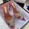 2023 Estate di lusso sposa pompa slingback tacco Gatsby Sandali Scarpe da donna Slingback Décolleté Turbinii di cristallo Puntali in PVC Punta a punta Tacchi alti EU35-43