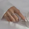 خواتم العنقودية 925 فضة فرع يترك الماس إصبع مفتوح للنساء خاتم رائع إكسسوار أنيق مجوهرات بيجو فام