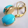 Dangle Earrings & Chandelier Trendy Oval Inlaid Turquoise Vintage Gold Color Metal Personality Drop For Women JewelryDangle Kirs22