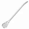 Stainless Steel Straw Colander Spoon Long Handle Tea Leaf Filtration Scoop Honey Coffee Stir Spoons Juice Milk Tea Straws Spoons Cuchara Coladora De Paja