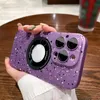 Glitter Hollow Logo Hole Magnetic Phone Case voor iPhone 14 Plus 13 12 11 Pro Max met Lens Film Cover Cover Compatible Magsafe Charging