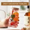 US Warehouse Sublimation Mason Jar Clear 12 Oz 16 Oz Glass Glass Tumbler Glass Sublimation Coups مع غطاء مقاوم للبقع وشرب القش القابل لإعادة الاستخدام