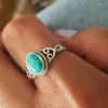 Wedding Rings Turquoise Antique Style Ring With Stone Boho - Hippie -Bohemian For Women December Birthstone Gift Sizes 5 To 12