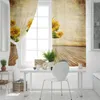 Curtain Sunflower Wooden Board Retro Style Window Treatments Curtains Valance Drapes Decor Treatment Panels