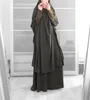 Ethnische Kleidung, muslimisches islamisches Gebetskleid für Damen, vollständig bedeckend, zweiteilig, Abayas-Set, langärmlig, mit Hijab, einfarbig, hohe Dehnbarkeit