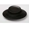 Piatti decorativi Anticaduta Nero Melamina Vassoio rotondo Piatto piano Piatti Snack alimentari Piatti bistecca sushi Dessert Tè Stoviglie Piatti piani Z0227