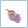 car dvr Pendant Necklaces Original Amethyst Stone Necklace Natural Healing Chakra Crystal Unisex Wholesale Drop Delivery Jewelry Pendants Dhjwl