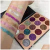 Lidschatten New Pressed Glitter Beauty Glasierte 15-Farben-Pailletten-Palette Lidschatten-Highlighter Shimmer Makeup Rop Delivery Health Eyes Dhra5