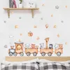 Muurstickers cartoon trein met jungle dieren kinderen kinderdagverblijf vinyl sticker muurschildering kinderen babykamer interieur huisdecor 230227