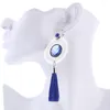 Dange oorbellen Blue Tassel Lang voor vrouwen mode bruiloft sieraden accessoires rond boho etnische drop fringe 2023