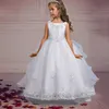 Robes de fille traînant des robes de demoiselle d'honneur de fleur robe de princesse élégante pour les filles enfants noël longue robe de mariée de fête vêtements pour enfants