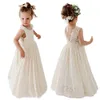 Girl's Dresses Plus Size Princess Girls Cotton Lace Party Long Dress Baby Kids Flower Girl Wedding Birthday Children Clothing 2 4 6 8 10 12 14 230227