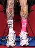 Chaussettes pour hommes Double paires STAY COOL Mode Turnup Creative Hommes Lettres Hiphop deux chaussettes Rose Femmes Street Skate Chaussette longue Z0227
