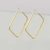 Hoop Earrings Real 18K Yellow Gold For Women Engrave Star Surface Square Circle Jewelry 39mmDia