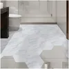 car dvr Wall Stickers Funlife Marble Hexagon Tile Sticker Floor Kitchen Easy To Clean Diy Peel Stick Selfadhesive Backsplash Drop Delivery H Dh7B9