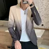 Men's Suits Blazers Korean Style Men Printed Male Version The Self-cultivation Blazer Stand-up Collar Chinese Tunic Casual Thin Jacket 3XL 230227