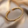 Bangle Classic Simple Stackable Open for Women Korean Fashion Gold Color Geometric Armband Lady Girl Party Jewelbangle