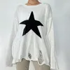 Kvinnors tröjor Doury Loose Style Pentagram Kvinnor Sticked Long Sleeve Tops Casual Baggy Pullovers Grunge Harajuku Autumn Clothing