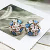 Stud Earrings Selling Brand Jewery Luxury Crystal Double Imitation For Women Ceramic Flowers Summer Style