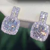Kolczyki sztyfty CAOSHI błyszczące kryształowe cyrkonie dla kobiet eleganckie kobiece akcesoria ślubne dla panny młodej wdzięku biżuteria artykuły hurtowe