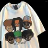 Erkek Tişörtleri Amerikan Yaratıcı Karikatür Baskı Erkekler ve Erkekler İçin Kısa Kollu Tshirt Yaz Gevşek Gevşek Hiphop Yarım Çift Üst