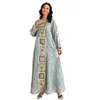 Etniska kläder AB186 Muslim paljett Evening Dress Djellaba Window Screen broderad grenklänning Arabiska anlände till kvinnor 230227