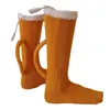 Sports Socks Beer Mug Creative Winter Sticked Yellow Thermal Floor Warm For Men and Women E2M Fitness Leg Pedal
