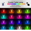 Lampes de table LED Rose Lampe Cristal 3/16 Couleurs Tactile/Télécommande Diamant Romantique Noël USB Fête Veilleuse Projecteur