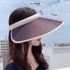 Breite Krempe Hüte Verfärbung Frauen Leere Zylinder Große Spitze Mesh Design Sommer Outdoor Radfahren Sonnenschutz Kappe Reise Strand CapsWide