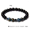 Strand Men Bracelet Stone natural Onyx Contas de 8 mm de cloisonne redonda hematita com miçangas para mulheres jóias de energia masculina