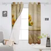 Curtain Sunflower Wooden Board Retro Style Window Treatments Curtains Valance Drapes Decor Treatment Panels