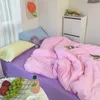 Set di biancheria da letto Tessili per la casa Ragazza Set di biancheria da letto per bambini Miele Rosa pesca Copripiumino Lenzuolo Federa Donna Letti per adulti Lenzuolo King Queen Full Pink 230227