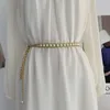 Belts Simple Pearls Beaded Belt Women Gold Color Metal Waist Chain Korean Elegant All Match Female Dress Sweater Decoration Waistband Z0223