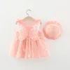 Fille Robes D'été 2023 Bébé Filles Volants Sans Manches Aile De Papillon Robe D'été Princesse Maille Tutu Fête D'anniversaire Mignon Robe Sunhat Vestidos