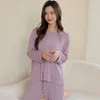 Womens Sleepwear qsrocio pijamas conjunto simples cor sólida cor macia viscose modal lazer