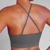 Yoga kıyafeti elastik spor sütyen arka çapraz şok geçirme geçirmez fitness spor salonu bras bras üstleri kadınlar düz egzersiz
