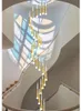 Modernt loft LED -ljuskrona Höjd justerbar duplex trapp ljuskrona vardagsrumshotelltak hängande ljus lyx hängslampa