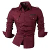 Camisas casuais masculinas Jeansian Casuais Camisas Casuais Moda Desinger Elegante Manga Lonja 8371 Winered 230227