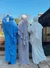 Этническая одежда Jilbab Player Older Женская Рамадан Исламский Джилбеб 2 куска, набор Дубай Турецкий скромный наряд Слоительное платье Himablong 230227