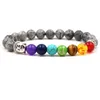 Brins Perlés Brins Perles Bouddhistes Coloré Yoga Énergie Lave Pierre Volcanique Bracelet Tête De Bouddha 7 Chakra Équilibre De Guérison Pour Hommes Femmes