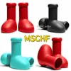 2023 MSCHF Astro Boy Big Red Boots Shoes For Womens Mens Fashion Solid Round Toe Flat EVA Rubber Rain Boot Thick Bottom Non Slip Booties Platform Bootie Size 35-44