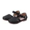 Sandalen lente zomer meisje geweven half sandalen kinderen kinderen baby holle platte schoenen mode ademende casual schoenen z0225